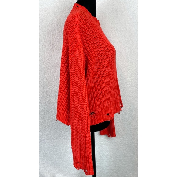ZARA • Orange Distressed Knit Cropped Sweater - Picture 12 of 16